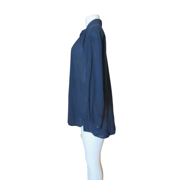 New w Tags Banana Republic Black Sheer Cotton Button Down Blouse SZ L - Picture 3 of 6